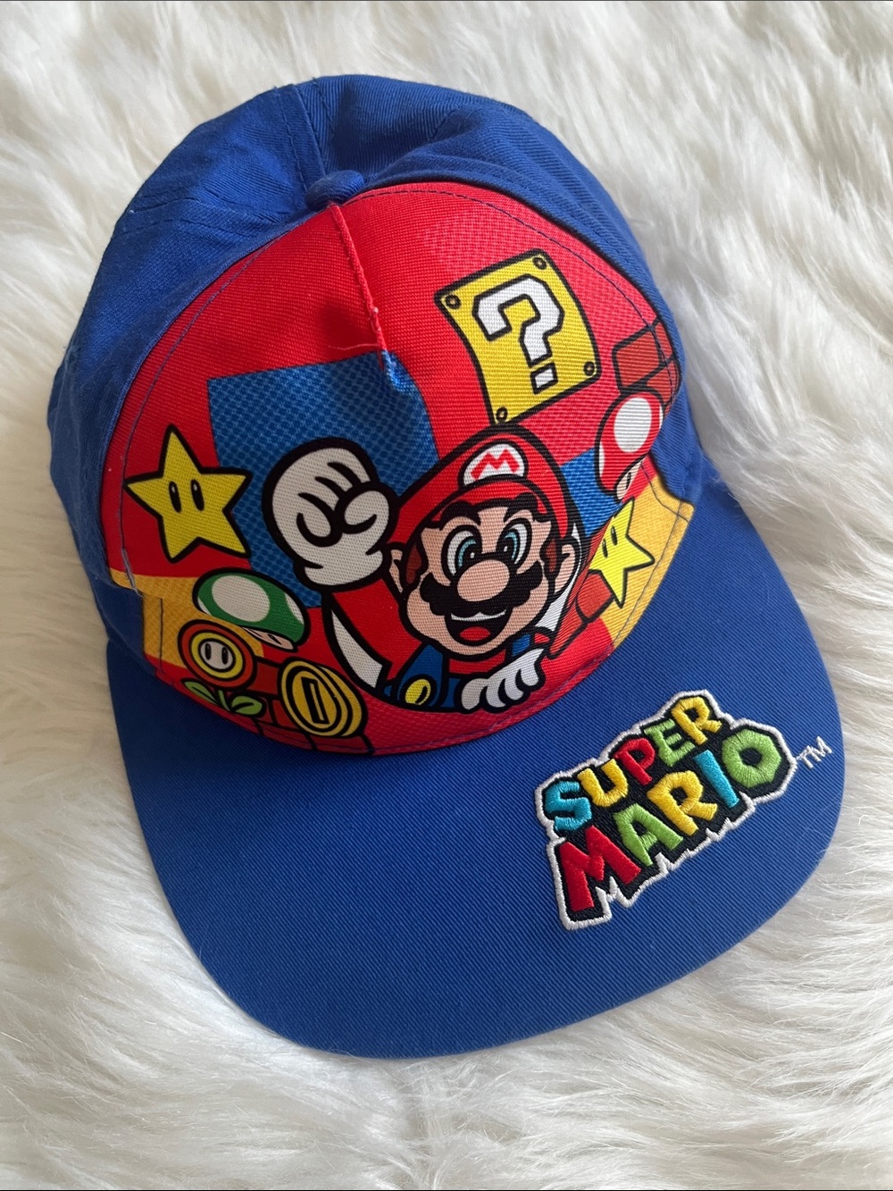 Nintendo Super Mario Blue and Red Kids Cap with Multicolor Embroidered Logo